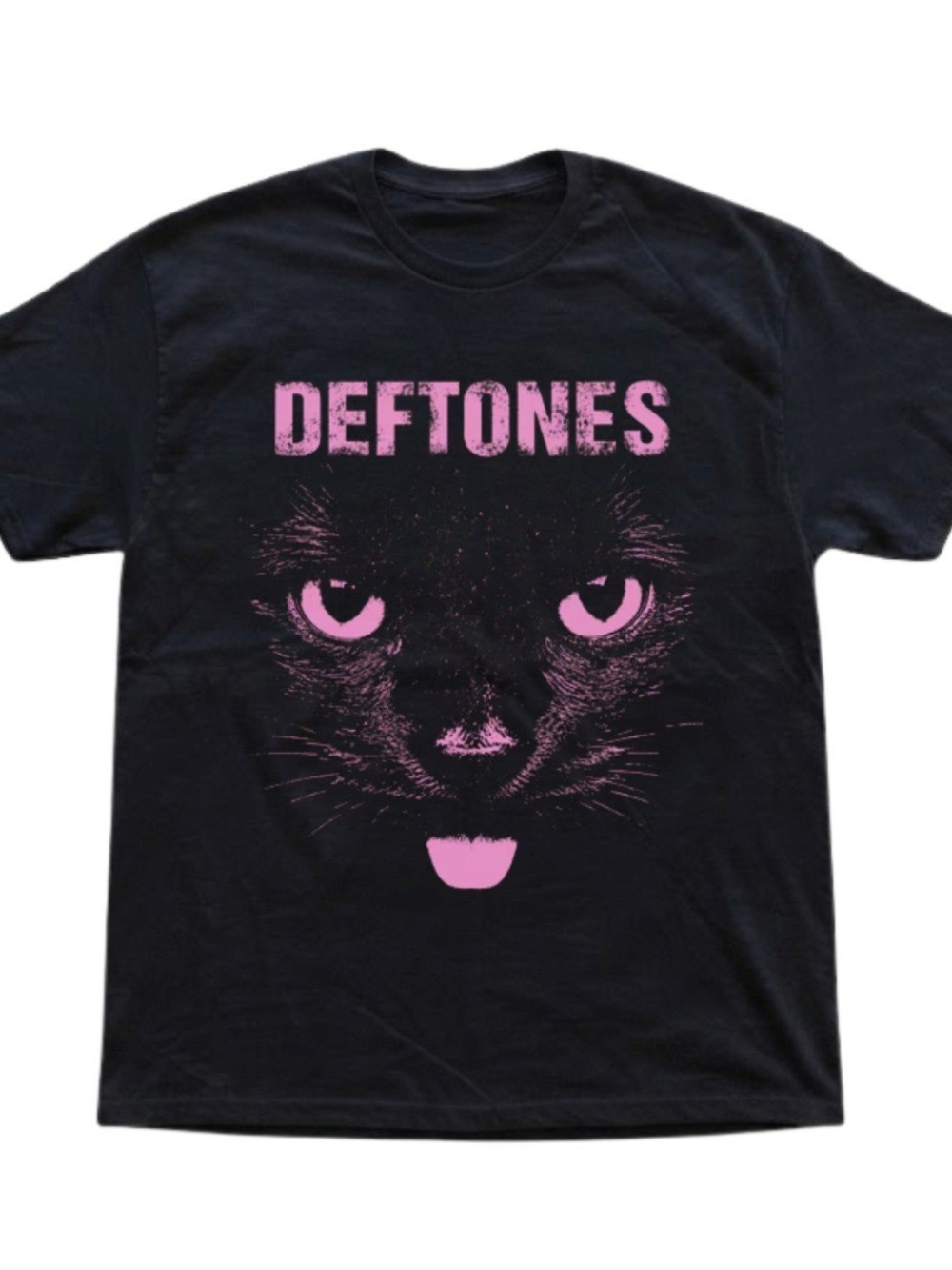 Deftones Pink Cat Eye Graphic Black Cotton Gildan T-Shirt